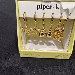 piper.k Gold Charm “ocean” themed Earring trio- get in on the trend🔥🔥🔥